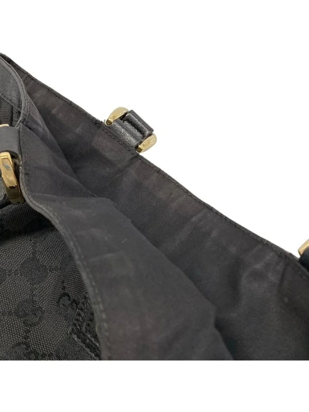 Gucci Tote Abbey GG Pattern Black Leather